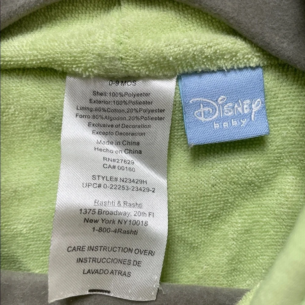 Disney Baby Winnie The Pooh Green and White Polka Dot Hooded Soft Bath Robe